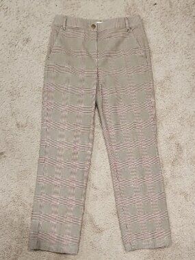 Talbots Brown Red Plaid Straight Leg Trousers Tartan Dark Academia Pants Size 8